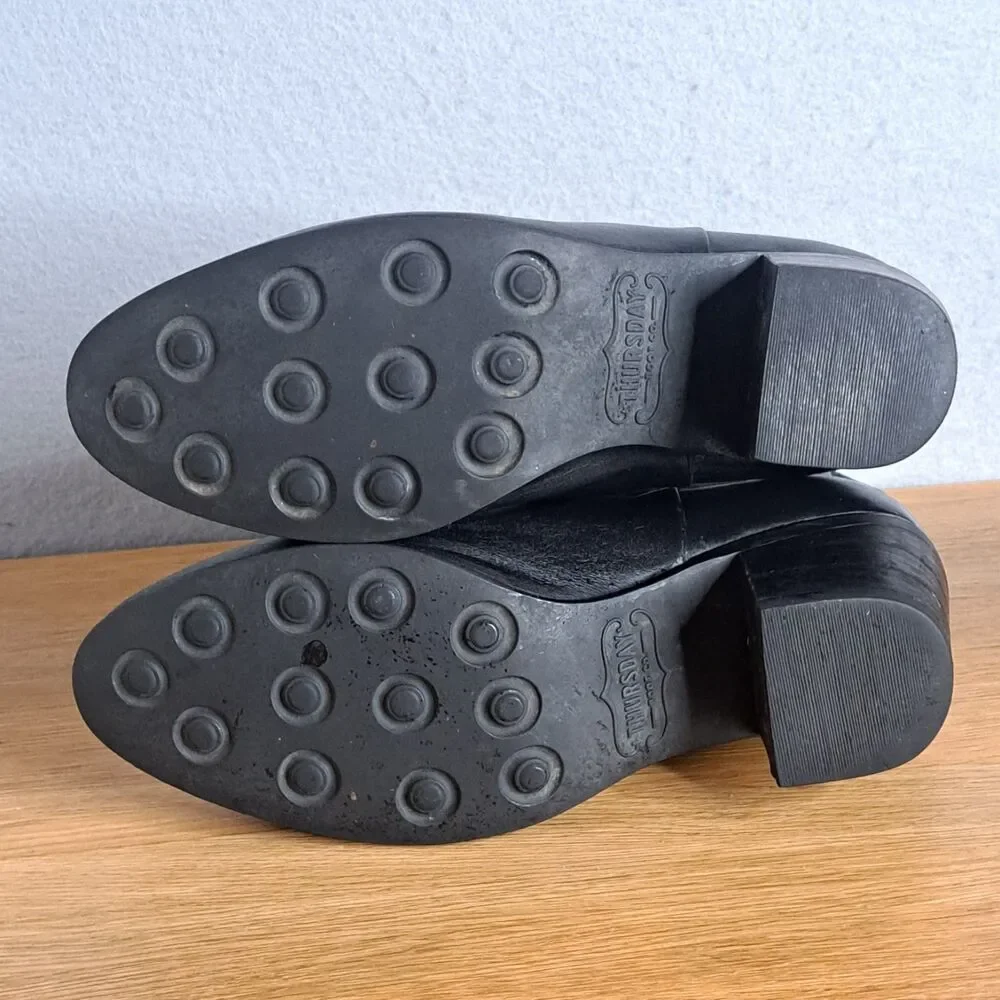 Thursday Everyday Women Black Leather Platform Chelsea Boots Size 7.5 Euro 38